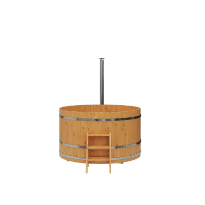 Купель с подогревом из лиственницы D=2.0 с наружной печкой на дровах