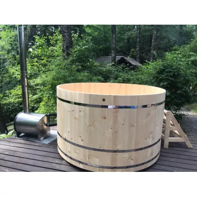 BentWood - Купель с подогревом из кедра D=2.1 с наружной печкой на дровах. (Фурако) картинка