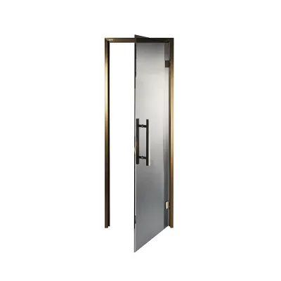 Дверь стеклянная — графит, бронзовый профиль, 9х21 (880*2090)