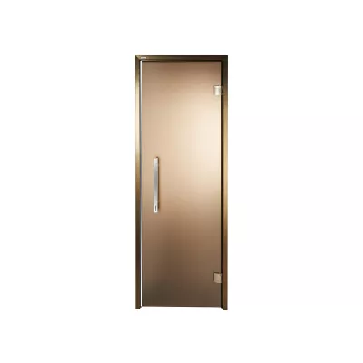 цена Дверь стеклянная — матированная бронза, бронзовый профиль, 9х21 (880*2090)