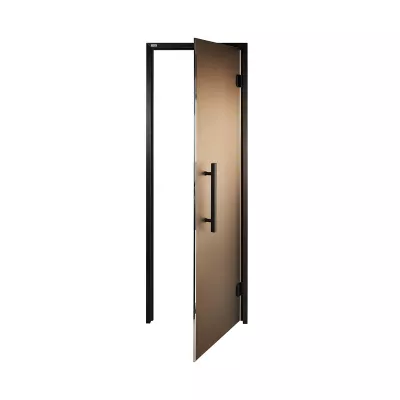 Дверь стеклянная (Diamond Black) — бронза матированная, черный профиль, 9х21 (880х2090)