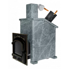 Премиальная банная печь "Сибирь-25" ЗК (дверка 545х545) в облицовке "Президент" талькомагнезит