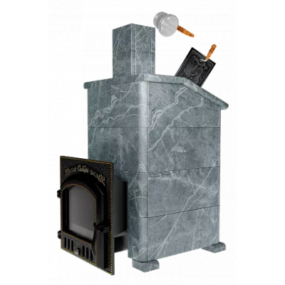 НМК Премиальная банная печь Сибирь-40 ЗК (дверка 545х545) в облицовке Президент талькомагнезит фото