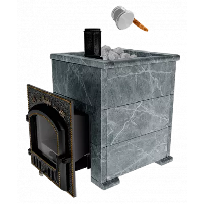 НМК Премиальная банная печь Сибирь-25 (дверка 545х545) в облицовке Оптима талькомагнезит фото