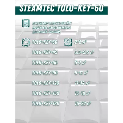 Steamtec TOLO KEY 60 - 6 кВт (ВЛАГОСТОЙКИЙ модуль управления), парогенератор для хамама и турецкой бани