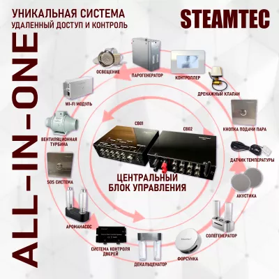 Steamtec TOLO MOMENT 150 - 15 кВт парогенераторы для хамама и турецкой бани / Серия PLATINUM со встроенной музыкой, пультом на 9-ти языках и возможностью монтажа без термодатчиков