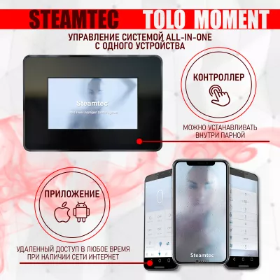 Steamtec TOLO MOMENT 150 - 15 кВт парогенераторы для хамама и турецкой бани / Серия PLATINUM со встроенной музыкой, пультом на 9-ти языках и возможностью монтажа без термодатчиков