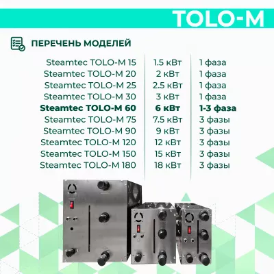 Steamtec TOLO М 60 - 6 кВт, парогенератор для хамама и турецкой бани, бюджетная серия
