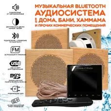 Комплект влагостойкой акустики для бани и сауны - SW 4 Black SAUNA (квадратная решетка)