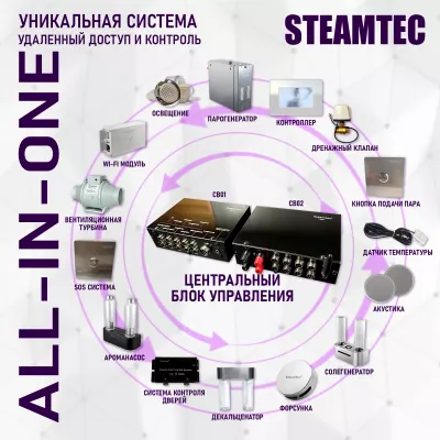 Steamtec TOLO MOMENT 120 - 12 кВт парогенераторы для хамама и турецкой бани / Серия PLATINUM со встроенной музыкой, пультом на 9-ти языках и возможностью монтажа без термодатчиков