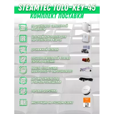 Steamtec TOLO KEY 45 - 4.5 кВт (ВЛАГОСТОЙКИЙ модуль управления), парогенератор для хамама и турецкой бани