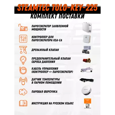 Steamtec TOLO KEY 225 - 22,5 кВт (ВЛАГОСТОЙКИЙ модуль управления), парогенератор для хамама и турецкой бани