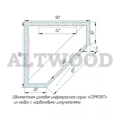 фото Одноместная угловая инфракрасная сауна «COMFORT» из кедра с карбоновыми излучателями