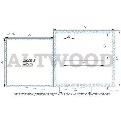 фото Одноместная инфракрасная сауна «COMFORT» из кедра с душевой кабиной