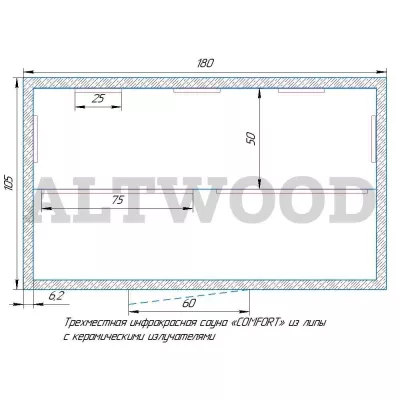 фото Трехместная инфракрасная сауна «COMFORT» из липы с керамическими излучателями