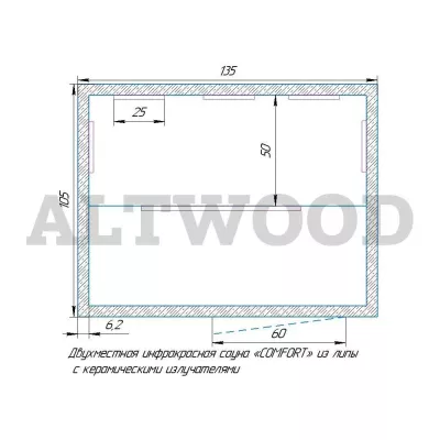 фото Двухместная инфракрасная сауна «COMFORT» из липы с керамическими излучателями