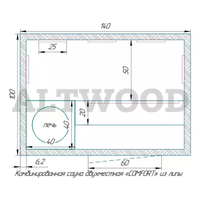фото Комбинированная сауна двухместная «COMFORT» из липы
