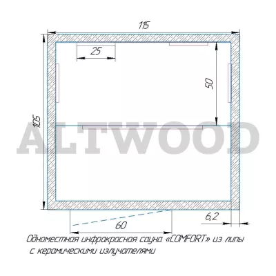 фото Одноместная инфракрасная сауна «COMFORT» из липы с керамическими излучателями
