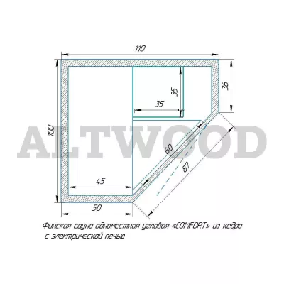 фото Финская сауна одноместная угловая «COMFORT» из липы с электрической печью