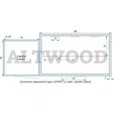 фото Трехместная инфракрасная сауна «COMFORT» из кедра с душевой кабиной