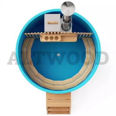 Купить Фурако круглая «COMFORT» из лиственницы с пластиковой вставкой со встроенной печью 1700 мм