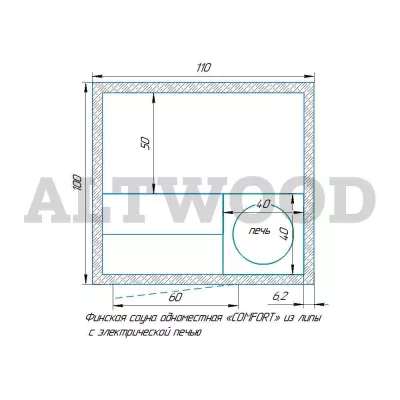 фото Финская сауна одноместная «COMFORT» из липы с электрической печью