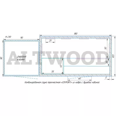фото Комбинированная сауна трехместная «COMFORT» из кедра с душевой кабиной