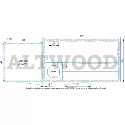 фото Комбинированная сауна трехместная «COMFORT» из липы с душевой кабиной