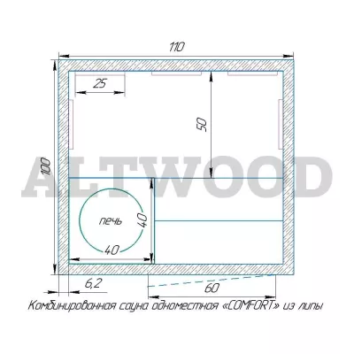 фото Комбинированная сауна одноместная «COMFORT» из липы