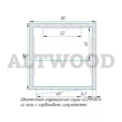 фото Одноместная инфракрасная сауна «COMFORT» из липы с карбоновыми излучателями