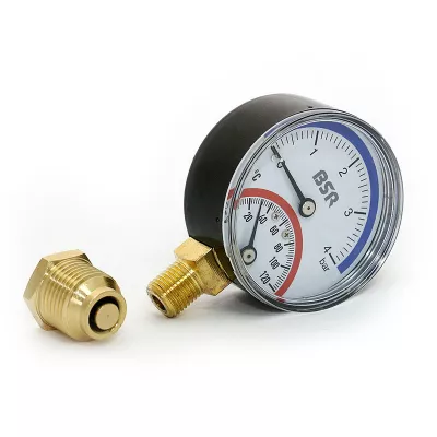 Термоманометр BSR 120°C, 4 бар, 1/2, ? 63, аксиальный