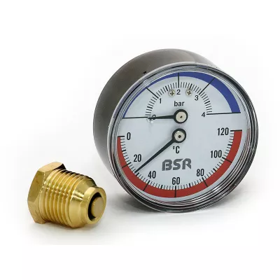 Термоманометр BSR 120°C, 4 бар, 1/2, ? 63, аксиальный