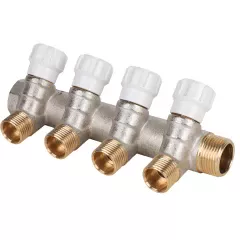 Коллектор латунный с регулирующими вентилями MVI 3/4&quot;x1/2&quot;x4 выхода