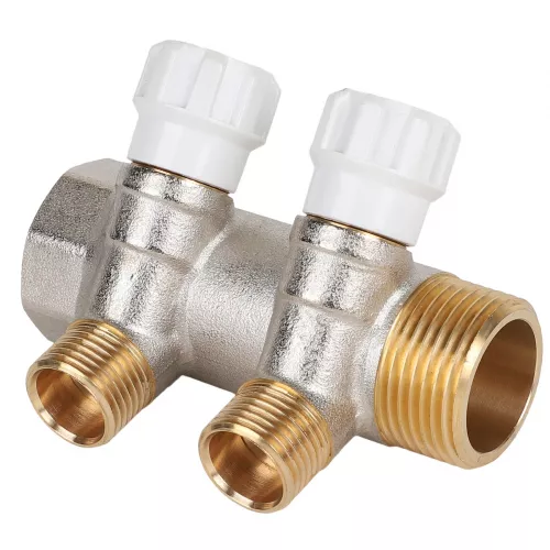 Коллектор латунный с регулирующими вентилями MVI 1&quot;x1/2&quot;x2 выхода