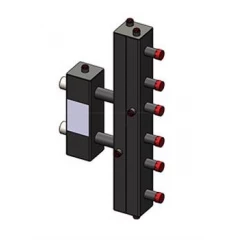 Гидроразделитель Zota с коллектором вертикальный, 3 контура, до 70 кВт
