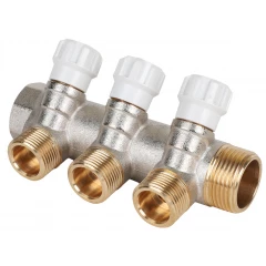Коллектор латунный с регулирующими вентилями MVI 1&quot;x3/4&quot;x3 выхода