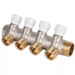 Коллектор латунный с регулирующими вентилями MVI 1&quot;x3/4&quot;x4 выхода