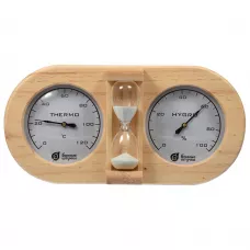 Термометр с гигрометром Банная станция с песочными часами 27х13,8х7,5 см Банные Штучки 18028