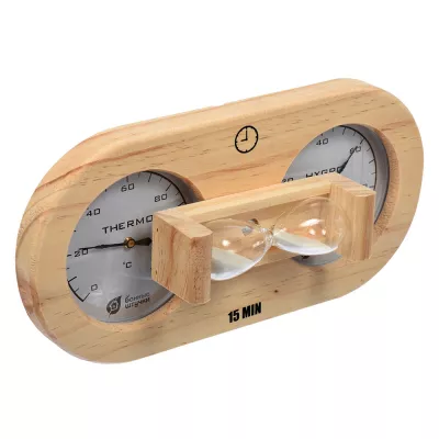 купить Термометр с гигрометром Банная станция с песочными часами 27х13,8х7,5 см Банные Штучки 18028