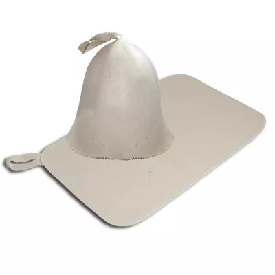 для бани Набор из 2-х предметов (шапка Классик, коврик белый), войлок 100% Банные Штучки 41103