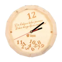 Часы кварцевые в форме бочки «В бане всегда время париться!» 27х8 см Банные Штучки 39100