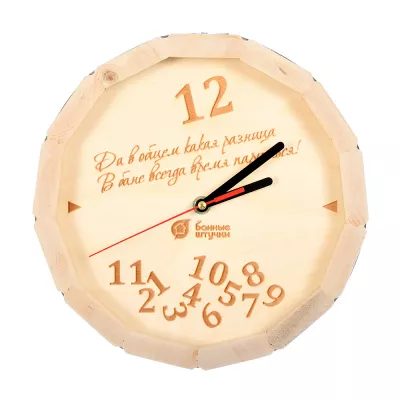 Банные штучки Часы кварцевые в форме бочки «В бане всегда время париться!» 27х8 см Банные Штучки 39100 фото