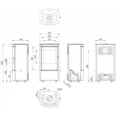 фото Печь DEFRO HOME CERES 6кВт, черная сталь