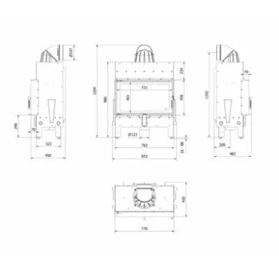 Каминная топка FLOKI/M с прямым стеклом