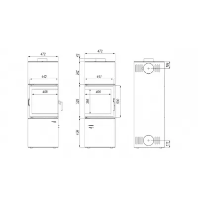 фото Печь DEFRO HOME QUADROOM, 9,6 кВт, красная сталь