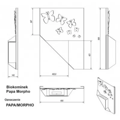 Биокамин PAPA MORPHO настенный (копоть)