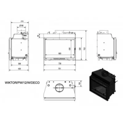 Топка с водяным контуром Wiktor/PW/12/W/DECO