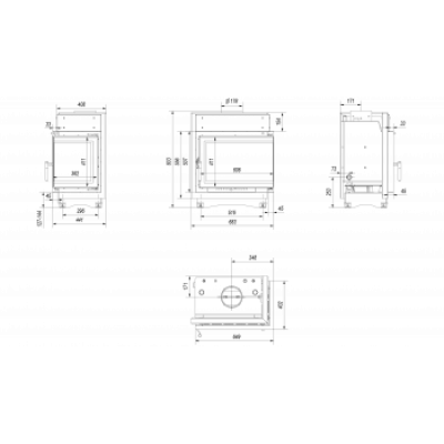 Kratki Топка с водяным контуром Maja/PW/BP/12/BS/W/DECO, Г - образное стекло справа, змеевик фото