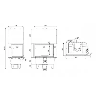 фото Топка DEFRO HOME INTRA SM BL MINI G, 10 кВт, 699/478/443мм, угловое стекло слева, гильотина