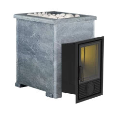 Печь-камин "Викинг 15" Д-2 в КАМЕННОЙ ОБЛИЦОВКЕ